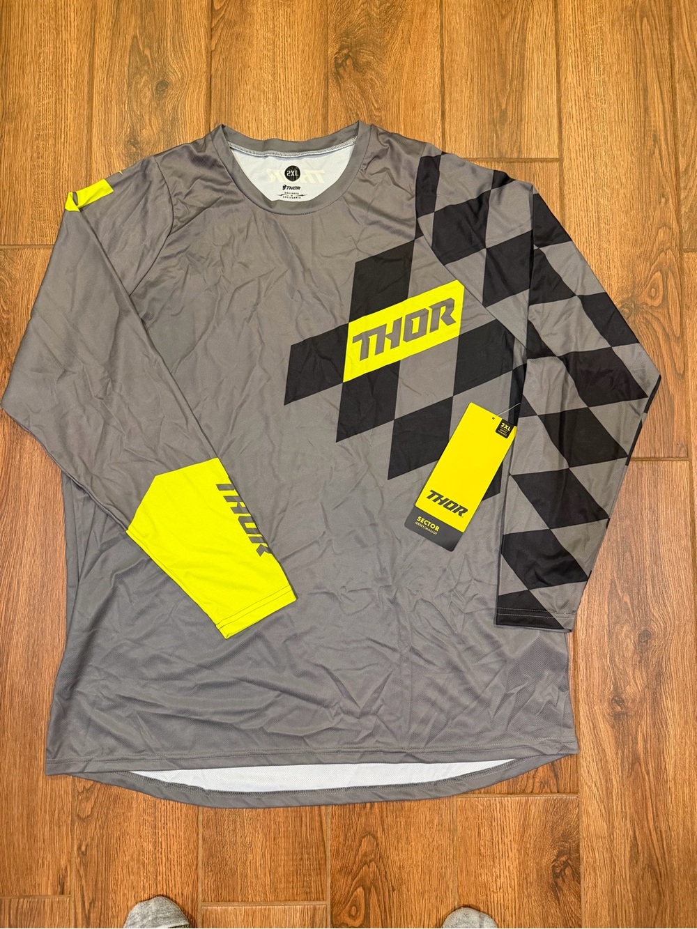 THOR Men's Gray & Neon Yellow Long Sleeve Motocross Jersey / XXL / new